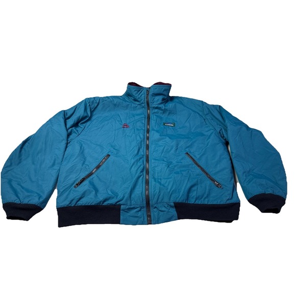 L.L. Bean Other - Vintage 90s LL BEAN Warm-Up Jacket Teal Maroon Liner Fleece Mens LARGE Retro‎ 2j